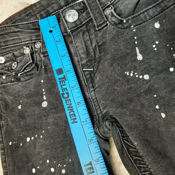 True Religion Woman's Black Supper Skinny Paint Splatter DistresseDenim Jeans 25 - Picture 6 of 11